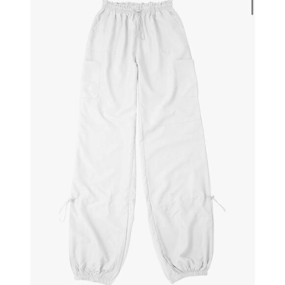 NEW White Nylon Joggers Pants S - Picture 1 of 7